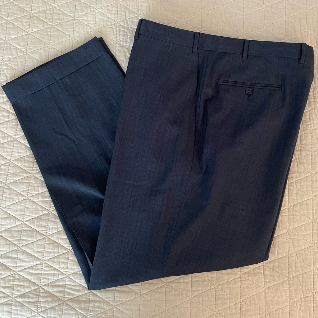 Canali Made In Italy Micro Print Flat Front Travel Wool Trouser Size 36 425